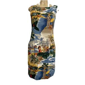 NWT Reyn Spooner Dress Rayon Scoop Neck Sleeveless Mini Scenic Hawaiian …